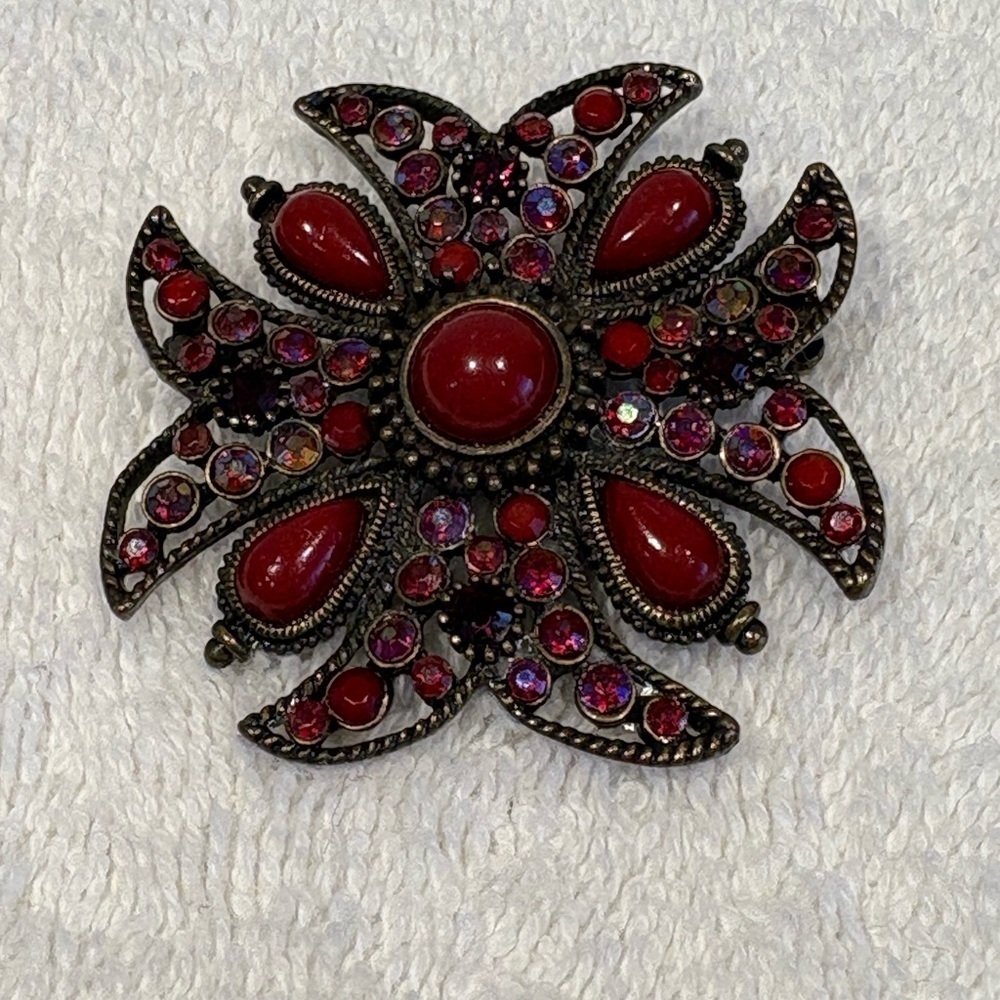 Vintage Maltese Cross Brooch Pin Unisex